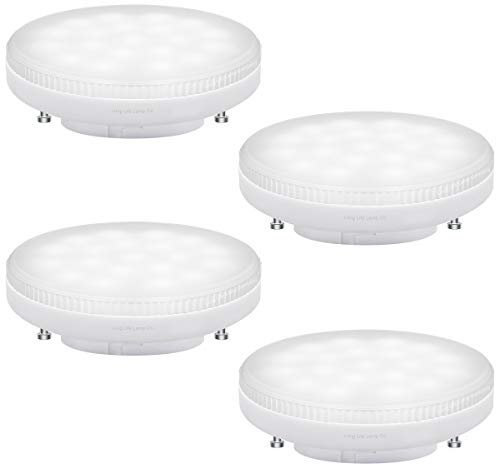 Long Life Lamp Company 4 Pack 7w LED GX53 Light Bulb Cool White Replacement for Round Under-Shelf Lighting Display Cabinets Kitchen Units