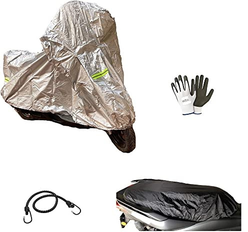 Compatible con Yamaha T MAX 530 ABS Funda de Moto Impermeable de Nailon 246 x 105 x 127 cm + Funda de sillín antilluvia de Oxford Cubierta Talla XL Funda Universal para Moto Scooter