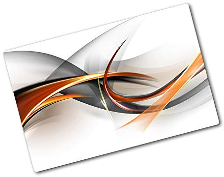 Tagliere in Vetro Temperato 80x52 cm con Stampe da Cucina Durevole e Igienico Rettangolare Resistente al Calore con Piedini Antiscivolo Antigraffio Facile da Pulire - Astrazione delle onde
