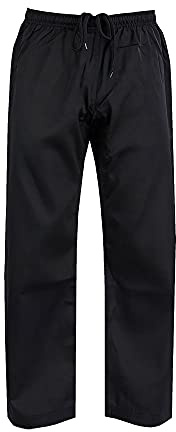 ChoCho Track Adult Karate Trousers Martial Arts Student Karate Suit GI Aikido Pant Kung Fu (Black, 6/190cm)