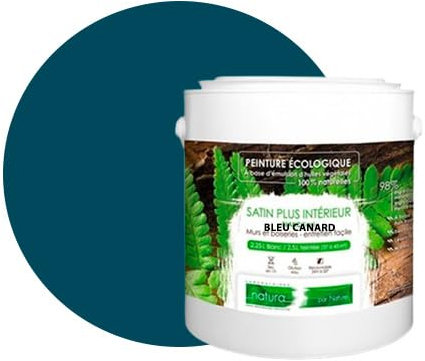 Pintura natural ecológica para pared, diseño de raso interior de Natura, 2,5 L, 33 m², color azul pato