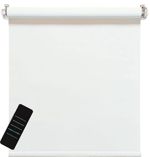 Elektrisches Rollo, weiß, 100% Blickdicht, inkl. Akku-Motor & Sender, 125x160 cm (1 ST)