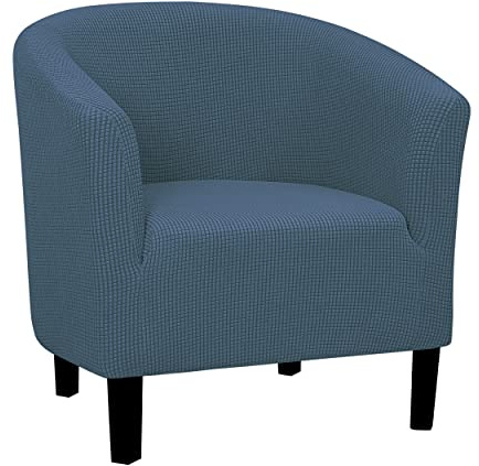 Easy-Going Stretch Club Armchair Slipcover 1 Piece Barrel Tub Sofa Cover Furniture Protector Jacquard Couch Cover Bluestone