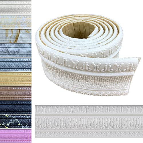Yutianli Crown Molding Peel and Stick Wallpaper Border Flexible Wall Base Moulding Trim Self Adhesive Vinyl Baseboard White Foam Wall molding 3D Mirror Border (1PCS-89, White)