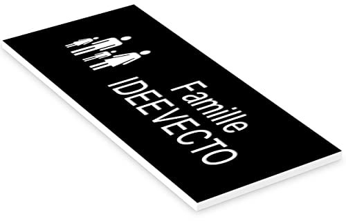 Plaque boite aux lettres personnalisable format FAMILIAL couleur NOIR dimension 80 x 35 mm différents coloris - Plastique PVC Acrylique - résistant aux intempéries et aux UV - autocollante adhésive a