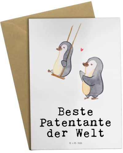 Mr. & Mrs. Panda Grußkarte Pinguin Beste Patentante der Welt - Geschenk, Familie, einladungskarten, osterkarten, Dankeschön, Klappkarte, osterkarte, Kleinigkeit, Mitbringsel, hochzeitskarten, Nichte