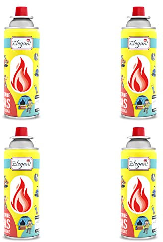 SET OF 4 | Elegant STOVE GAS (220g) | 400ml - Butane Gas for Camping, Heater Cooker | HIGH Performance Gas Canisters for BBQ