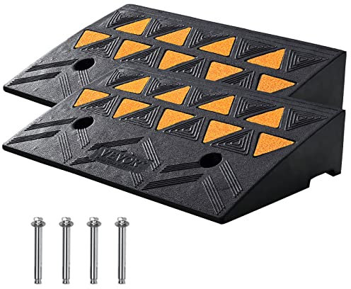 VEVOR Rubber Curb Ramp 2 Pack, 4.3 Rise Height Heavy-Duty 33069 lbs/15 T Capacity Threshold Ramps, Driveway Ramps with Stable Grid Structure for Cars, Wheelchairs, Bikes, Motorcycles