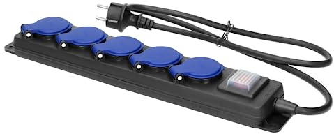 MIRATIC 5-vägs Schuko Grenuttag för Utomhusbruk med Strömbrytare Stänksäker H05RR-F 3x1,5mm² IP44 (5m)
