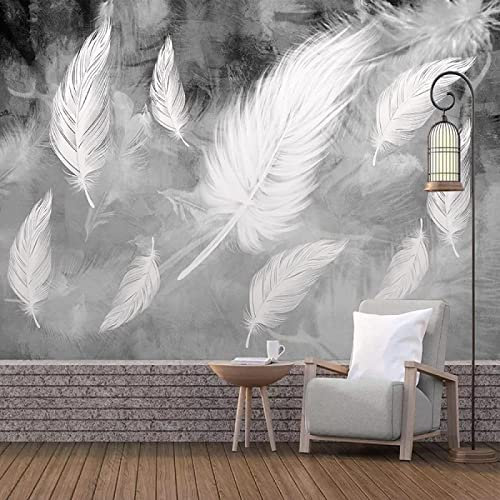 Papel Pintado 3D Pared De Ladrillos Con Plumas Blancas Papel Pintado Pared Moderno Dormitorio Fotomurales Decorativos Pared