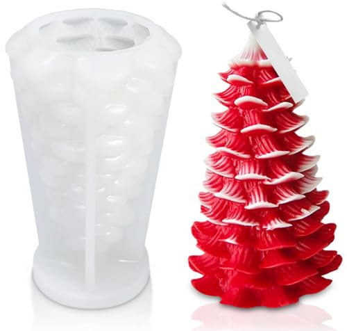 Moldes de Silicona para Velas Decorativas Navideñas, Molde de Vela para Árbol de Navidad Molde de Vela de Forma de Árbol 3D Vela árbol Navidad Forma para DIY Jabón Fabricación de Velas