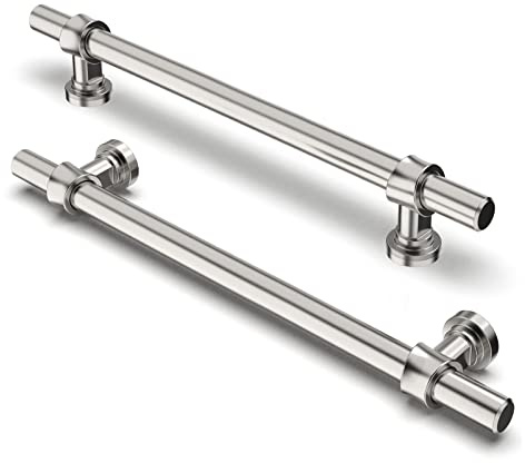 FURNIWARE Pack of 5 Cabinet Handles, Hardware Drawer Pulls Kitchen Cabinet Door Handles Pull for Kitchen Dresser Drawer Bathroom, Brushed Nickel,160mm(6.3 Inch) Hole Center