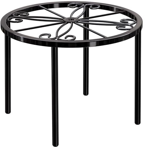 niffgaff Plant Stand 7.8IN Outdoor Pot Stand Metal Garden Plant Riser Black Plants Holder