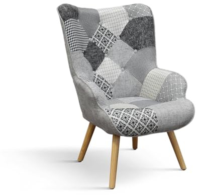 PAZZO DESIGN Ludovica Sessel, 1er-Set, mehrfarbig, Stoff, Entspannung, Lesen, bequem, Holzbeine, ID_2030