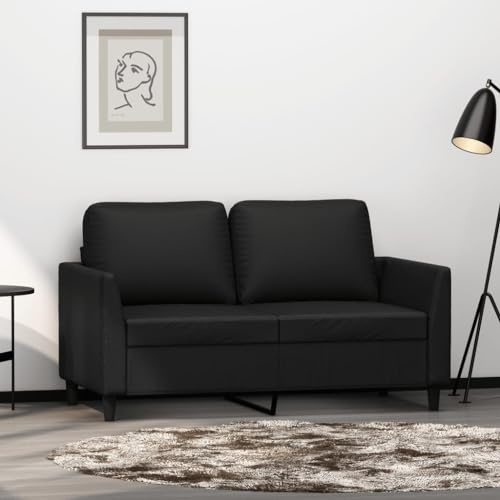 Gecheer Divano Moderno, 2 Posti, Similpelle Nera, 140x77x80 cm