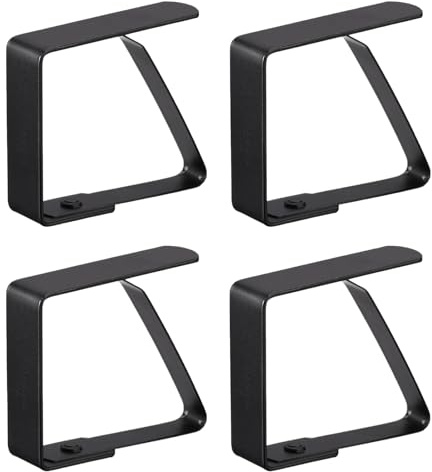 Catelves Lot de 4 grandes pinces à nappe noires - 7 cm - En acier inoxydable - Pour tables épaisses, tables de jardin, pique-niques, mariages, table à manger familiale (8 x 7 cm)