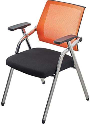 Kreativer Klappbarer Trainingsstuhl, Konferenzstuhl Mit Armlehnen, Leicht Zu Verstauender Büro-Klappstuhl, Bequemer Und Tragbarer Heimcomputerstuhl (Color : Orange, S : 49 * 59 * 87 cm)