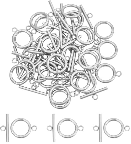 UNICRAFTALE 30 set vred fästen för smyckestillverkning 304 rostfritt stål runda knoppfästen förbindelser metallstänger och ringförslutningar små halsband smyckeslås förslutningar