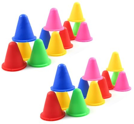 Semazz Coni di Slalom,60 PCS Ostacolo Colorato del Mucchio di Pattinaggio A Rotelle Ostacoli Allenamento Bambini Mini Coni Stradali per Gioco Calcio e Pattinaggio a Rotelle