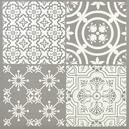 Floor Tiles Self Adhesive Vinyl Flooring Kitchen Bathroom Patterned Light Grey Moroccan Mosaic