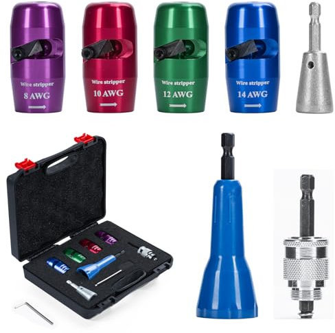 Liyutech Pelacables para taladro, herramienta pelacables mejorada 2024 y juego de conectores de torsión de cables, pelacables profesional para electricista, herramienta giratoria para pelacables para