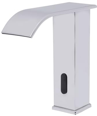 RjcdOPL Wasserhahn mit automatischem Sensor, warm und kalt, berührungsloser Wasserhahn mit Infrarot, Temperatur verstellbar von 0 bis 80 °C, ideal für Küche, Badezimmer, Hotel (Silber)