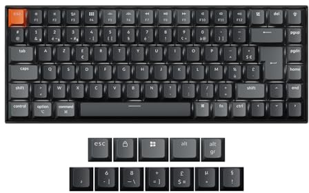 Keychron K2 QMK Clavier de Jeu Mécanique Sans Fil, Disposition 75%, Commutateurs Super Marron, Rétroéclairage LED Blanc et Rechargeable, Bluetooth 5.2 pour Mac/Windows/Linux, Disposition FR- Version 3