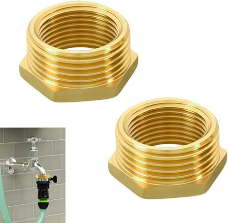 2 Pièces Réducteurs en Laiton 3/4 vers 1/2 Pouce, Adaptateur de Tuyau 25 mm à 20 mm Fileté, Connecteurs de Réduction Résistants à la Corrosion pour Eau Gaz Huile Air Plomberie Jardin Chauffage