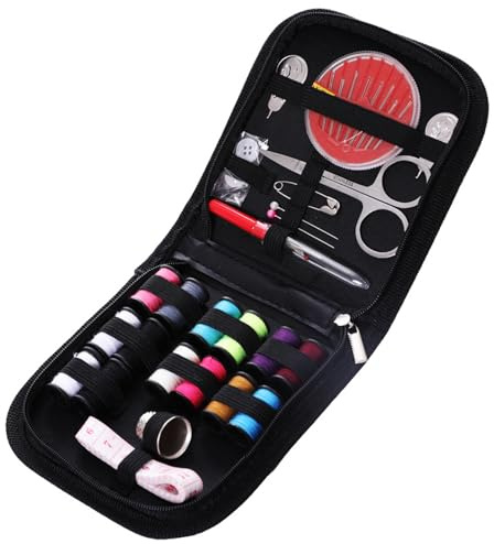 Travel Sewing Kit,42pcs Needle and Thread Kit, Sewing Accessories with Zipper Case,Portable Mini Supplies for Beginner, Home and Emergency Use,Filled with Scissors, Thimble, Tape Measure