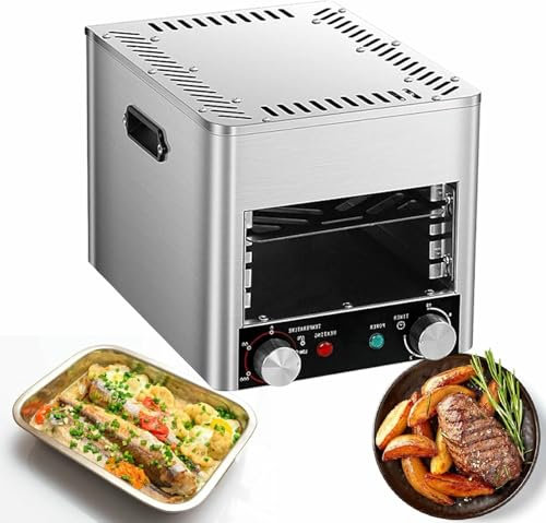 BGVYFXEZ Parrilla eléctrica para Interiores, Barbacoa portátil de sobremesa, Horno pequeño de Acero Inoxidable para Camping, para cocinar Carne, Hamburguesas y Pizzas