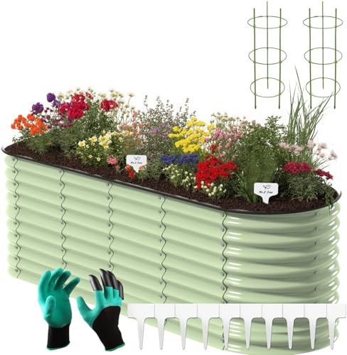 Gardtech 9 IN 1 Hochbeete für Garten - 240x60x80cm Hochbeet Praktische Stahl Rostfrei Verzinkt - Stabiles Hochbeete-Kit aus Metall - Innovativer Gemüsebeet Grün - Gartenbeet für Gemüse Kräuter Blumen