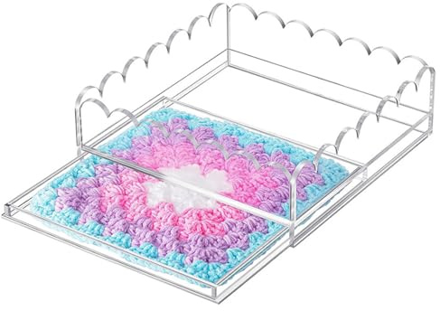 Rrlihjgu Vassoio In Acrilico Per Esposizione - Vassoio Ondeggiato In Acrilico Con Cassetto - Portaoggetti da Scrivania Organizzatore per Trucco Bagno Camera da Artigianato Foto