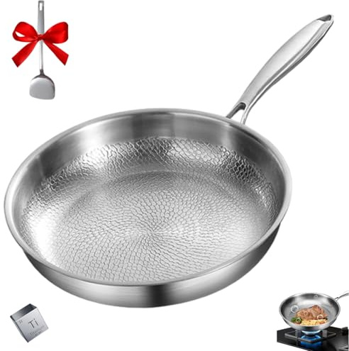 Generisch Titanio Padella Pro con Coperchio, Padella Titanio Antigraffio Antiaderente, Estremamente Durevole 26 cm