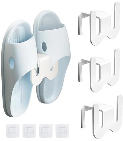 LNSYSNS 4 Pezzi Portascarpe da Muro, Alluminio Spaziale Porta Pantofole, Bianco Scarpiera Autoadesiva, Scarpiera da Parete Multifunzionale, Portata 5 kg, per Bagno, Cucina, Camper