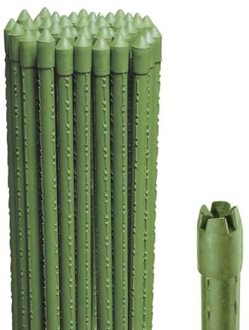 Paluplus 25 Canne in Acciaio con Rivestimento in Plastica Verde, Lunghezza 240 cm, diametro 16mm, Stecche Sostegno per piante Rampicanti, Ortaggi, Pomodori, per giardino, orto -F