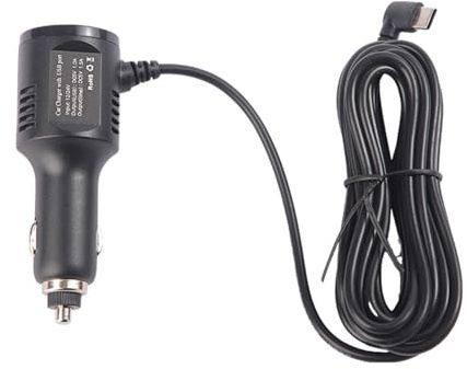 Geavonyg Compactly USB Port C Vehicle Carging Adapter 340 Cm Cordel Flexible Corriente Distribución De Corriente Sobrecarga Protección Cargador De Automóvil con Cable Angulado Tipo C