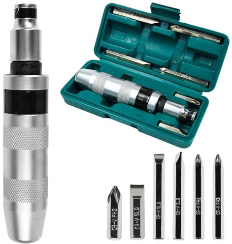 Huucozn Destornilladores Impacto, Destornillador con 6 Puntas Intercambiables y Adaptador de Tornillo, Destornillador de Carraca, JuegoDestornilladores Manuales, Destornilladores Puntas Precision