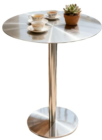 Preferspace Stehtisch, runder Edelstahl-Cocktailtisch for Garten, Balkon oder Wohnzimmer(50cm/19.7in)