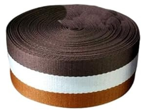 TXLEAPEY 50 mm 2 tum bred 38 mm 25 mm 1 tum sadelgjord kaffe vitbrunrandigt polyester twillband gör-det-själv handgjorda sytillbehör (38 mm)