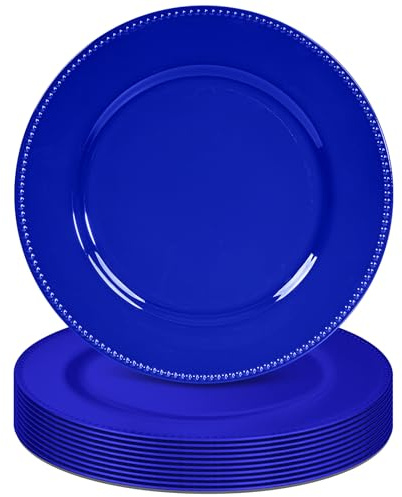 Tomeurperf 10Pcs Royal Blue Charger Plates Bulk Wedding - 13 Premium Royal Blue Chargers for Dinner Plates, Decorative Charger Plates for Events & Parties