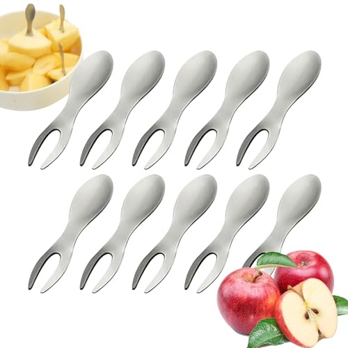 Soportes para mazorcas de - Pinchos de acero inoxidable de 10 piezas con diseño antiquemaduras | Tenedores reutilizables para comer y servir | Pinchos para alimentos de 2