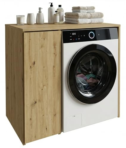 CraftPAK Waschmaschinenschrank geeignet für Waschmaschine & Wäschetrockner, Waschmaschinenschrank Überbauschrank, Badezimmermöbel Größe 66x97x62 cm, Artisan