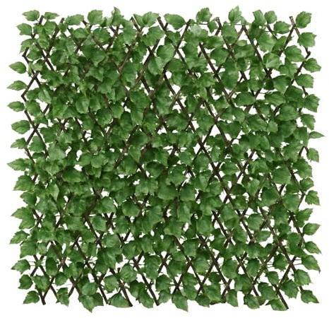 Artificial Maple Leaf Trellis 1x2m Expandable Privacy Screen, UV Resistant Garden Fence Panel with Willow Wood Frame for Balcony, Patio and Outdoor Wall Decor 1X2M