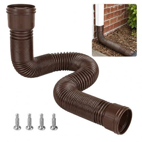 Regenrinnen Fallrohr Ablauf Verlängerungen, Dachrinne Fallrohr Verlängerung Flexible 80/100 mm, Dachrinne Flexible Fallrohr Verlängerung Fallrohr Schlauch von 50 bis 150 cm (Braun, 1 Stück)