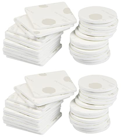 TIMESETL 150Stück Klebepads doppelseitiges Klebeband Schaumstoff EVA Quadrat (4cmx4cmx2,5mm) und Rund (3,5cmx3,5cmx2,5mm) Schaumband mit besonders starke Klebkraft - Weiß