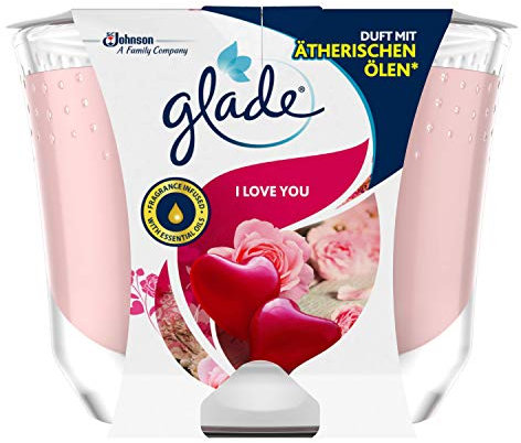 Glade Brise I Love You - Vela aromática de larga duración en vaso de cristal (hasta 39 horas de combustión, 1 x 224 g)