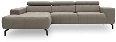 DOMO. collection Ecksofa Cunelli, Rückenfunktion, grau | Longchair links mit Rückenfunktion, L-Sofa mit Relaxkomfort und Metallfüßen, 292 x 175 x 79 cm (BxTxH)