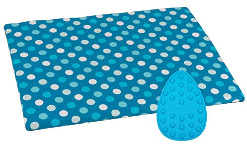 SEMPLIX Bügel Set – Bügelunterlage mit rutschhemmender Rückseite 30 x 40 cm und Mini Bügeleisenablage 10,5 x 15,5 cm (türkis)