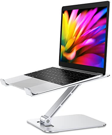 Babacom Laptop Ständer Höhenverstellbar, Faltbarer Laptop Stand aus Aluminiumlegierung Ergonomischer, Belüfteter Laptopständer Kompatibel mit MacBook Air, Pro, Allen Laptops 10-16 (Silber)