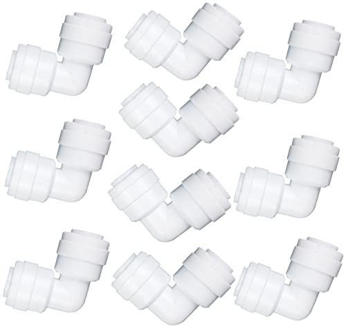 XINWOO Schlauchverschraubungen für RO Umkehrosmose-Wasserfilter, 10 Stück (Winkel,1/4 Zoll)